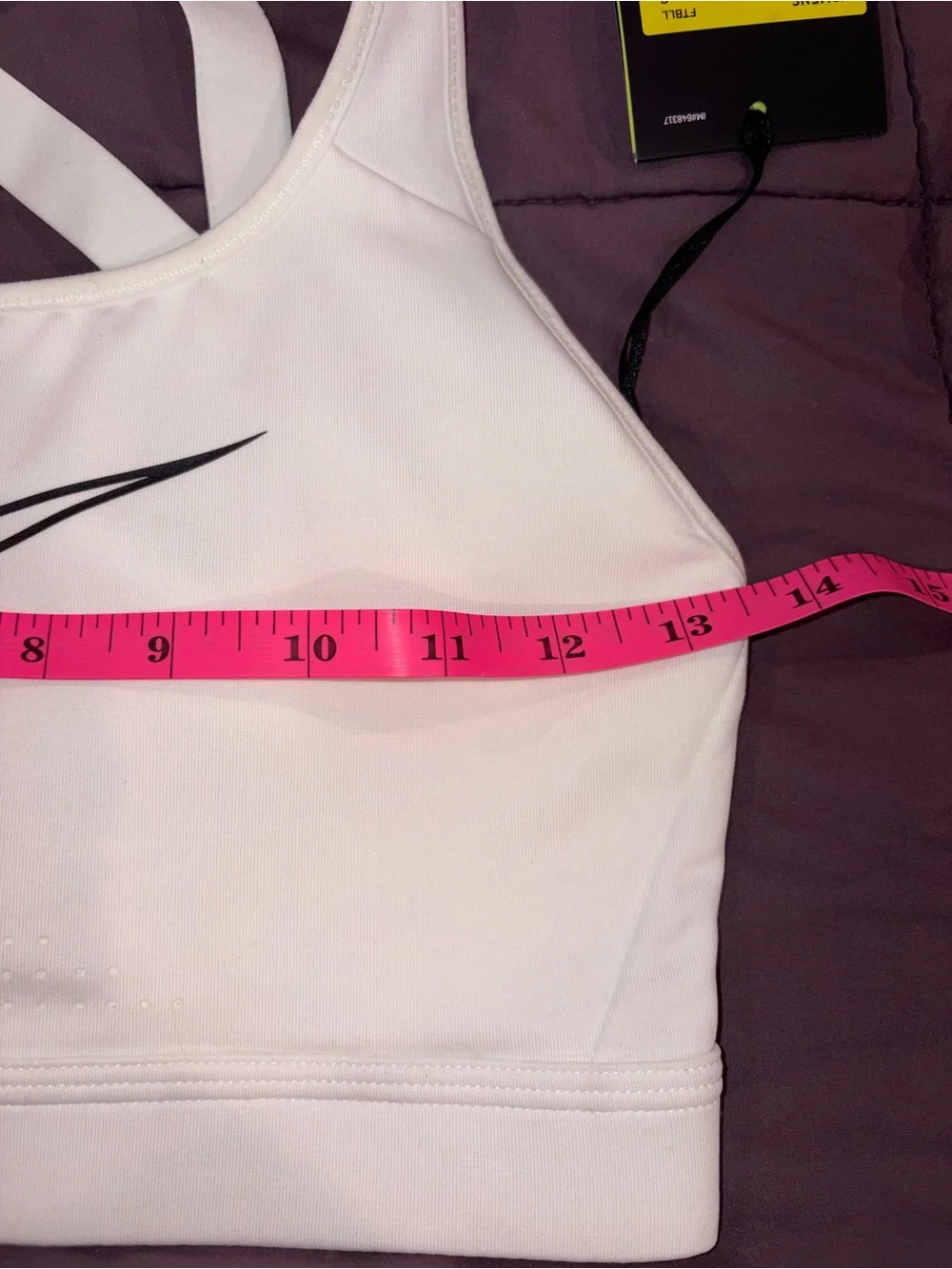 Nike White Cross-Back Medium Support Sports Bra with Black Swoosh Size Small NWT